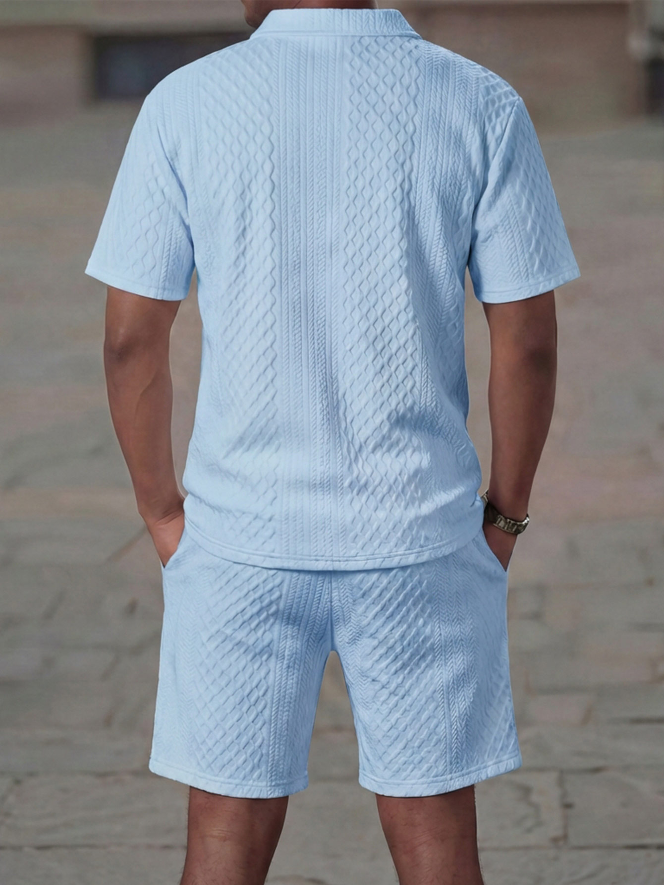 Casual Sporty Men's Short-sleeve Shirt and Shorts Set for Daily Outdoor and Commuting Wear