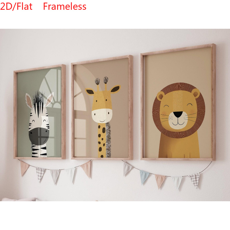 TEMU 2d Flat, 2d/flat Animal Canvas Prints, Boho Jungle Art, Set Of 3, Unframed