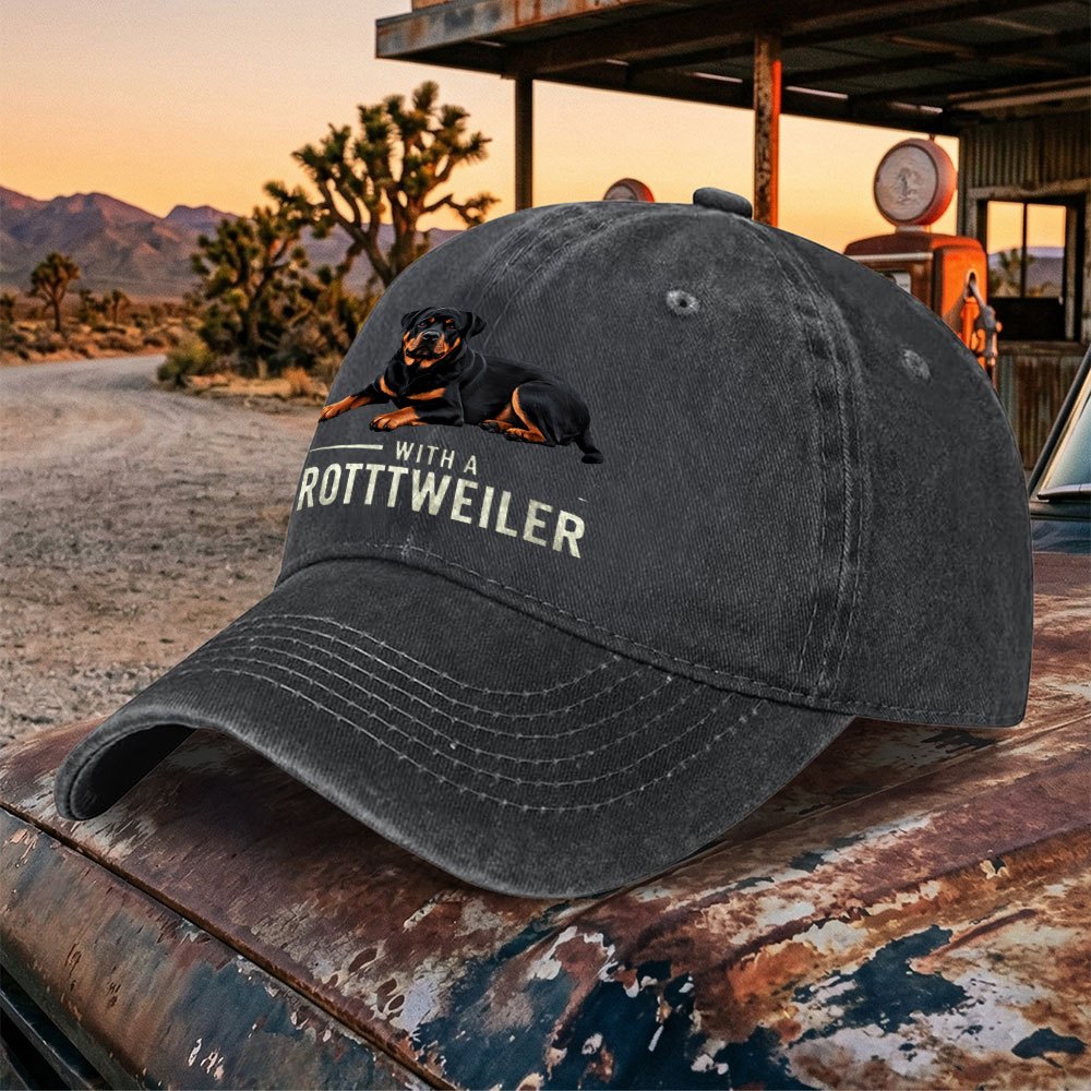 TEMU 1pc Rottweiler Baseball Cap For - Adjustable Duckbill Hat With Rottie Print, Lightweight Suitable For , Hook-and-loop Closure, Casual Outdoor