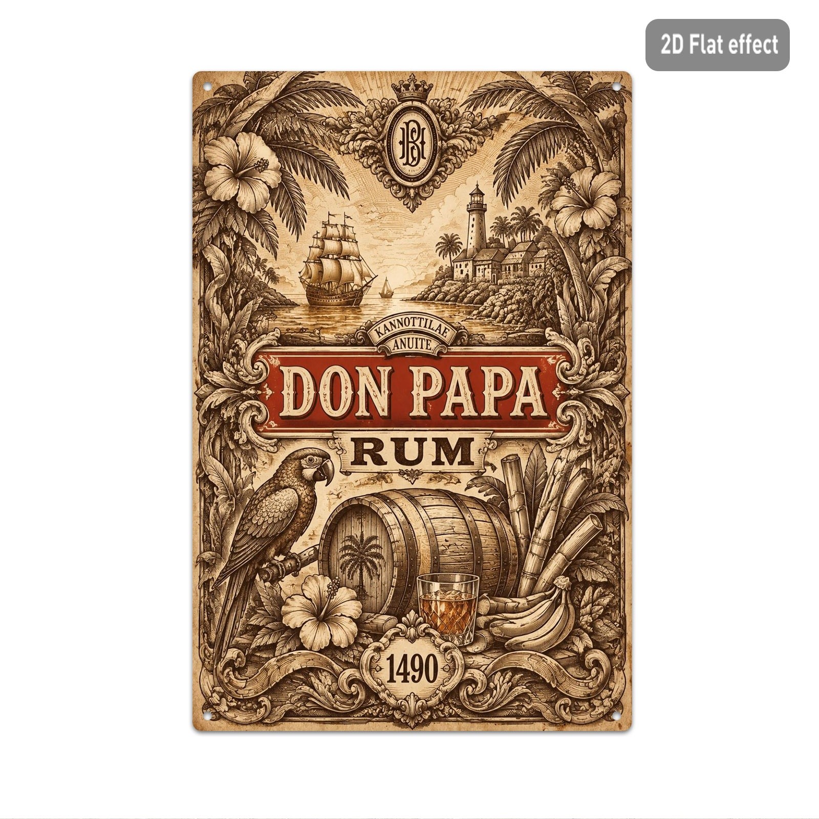 TEMU 1pc Plaque Décorative en Fer Thème Don Papa Vintage, 20X30Cm Motif Tropical à Accrocher au Mur, Décoration de Bar Maison Nostalgique pour Salon