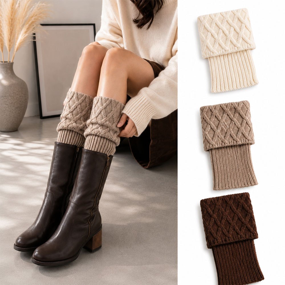 TEMU 3 Pairs Of Retro Autumn And Winter Colored Yarn Socks, Mid Tube Stacked Socks, Ankle/knee Warm Socks, Holiday Gifts Suitable For Pairing Pants,