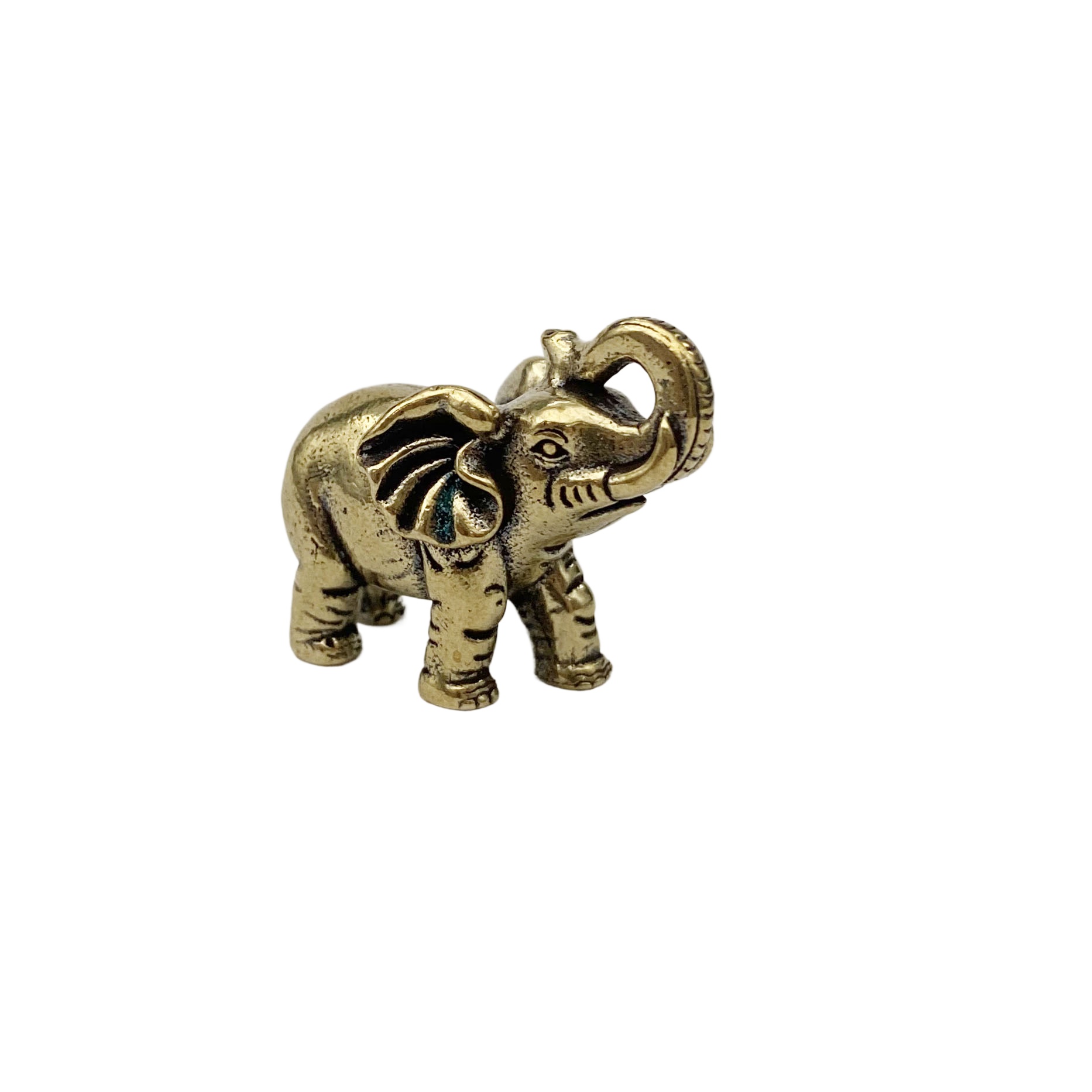 TEMU Vintage Brass Upturned Nose Elephant Miniature Statue Ornament, Mini Adult Desktop Craft Figurine For Home Desk Decoration, Christmas Display,