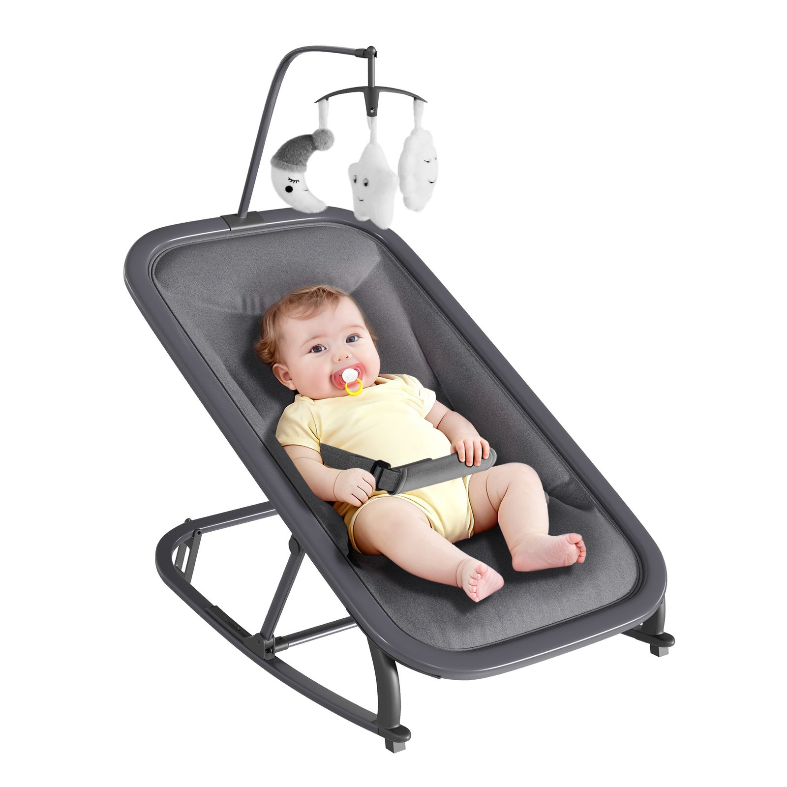 2-in-1 Collapsible Bouncer and Rocker Seat - Lightweight, Quiet, 3-Position Adjustable Cradle -No Assembly Needed, Portable Nursery Chair, Ideal for Showers