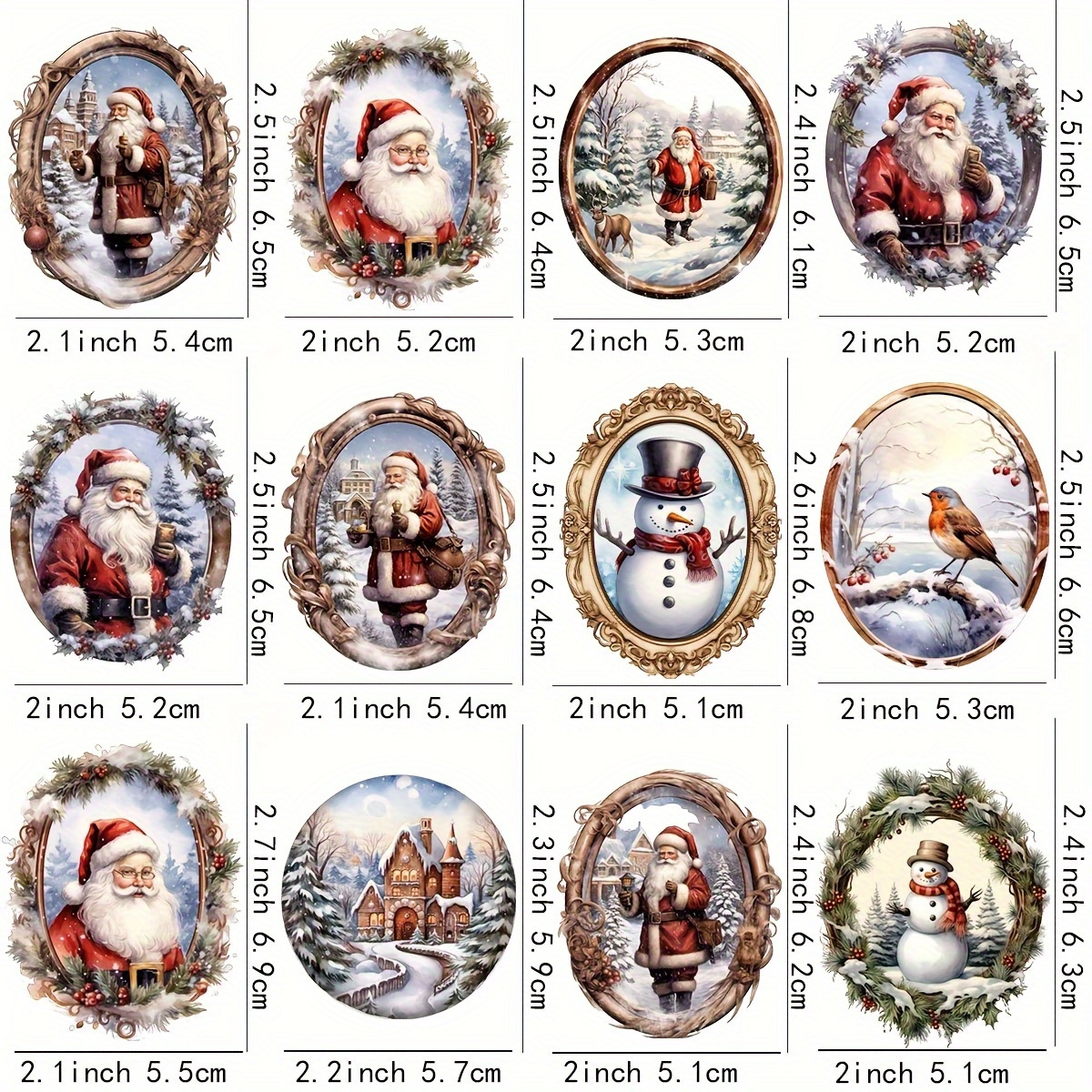 TEMU 12pcs/set Christmas Outside The Window Diy Glass Jar Packaging Holiday Coffee Cup Uv Dtf High Adhesive For Transfer Decoration On Mugs Car Car
