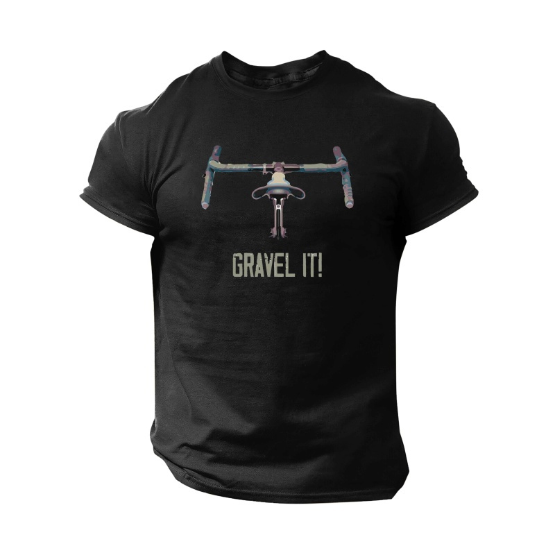 

Men's Retro Graphic Tee - Casual Polyester Short-sleeve T-shirt With "gravel It" Print, Ideal For Summer Outdoor Activities, Summer Casual Wear|retro Bike Print|pullover Shirt