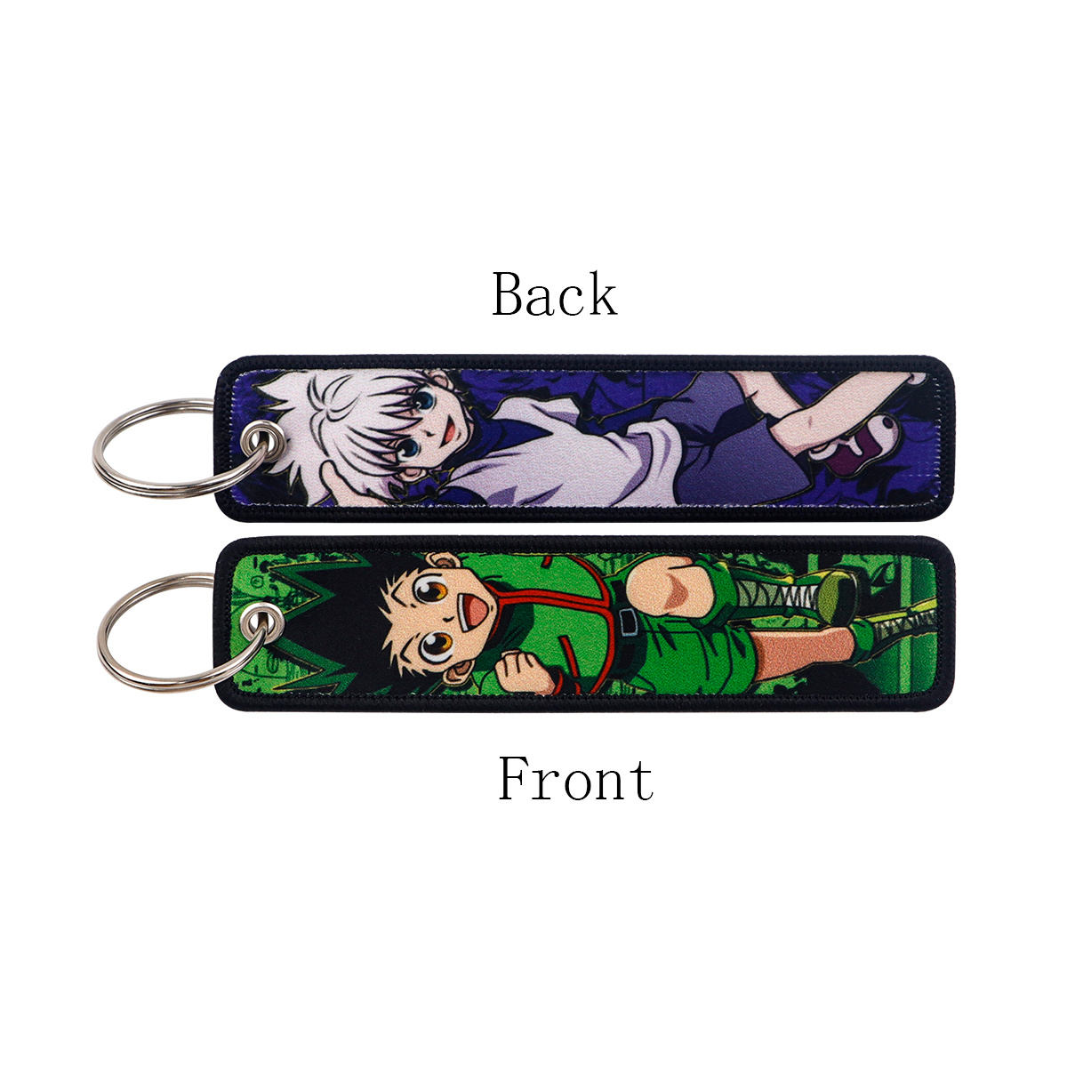 

1pc Polyester Embroidered Keychain, Simple Tag, Anime Character Design, Key Ring Gift , With Backpacks, Motorcycles, And Cars