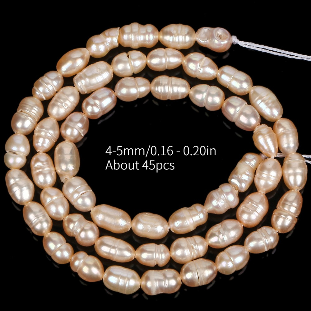 TEMU 45 pièces de perles roses naturelles - de riz 4-5 mm adaptées à la fabrication de bijoux, à la création de bracelets et DIY, assortiment de