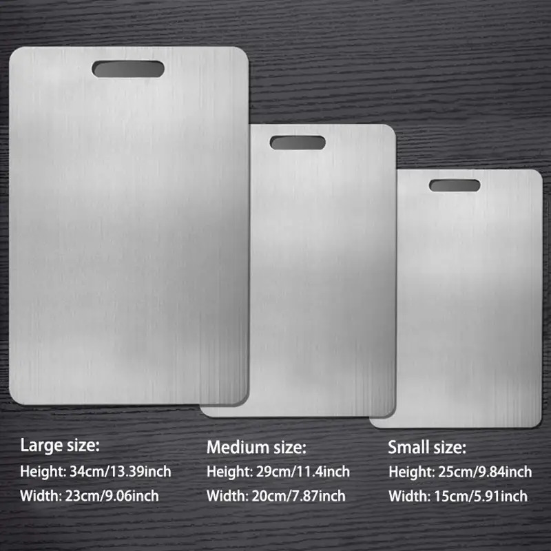 TEMU 3pcs Thick Stainless Steel Cutting Boards - Food Grade Durable Kitchen Cutting Boards - Non-slip Design For Meat/fruits/vegetables - Dishwasher