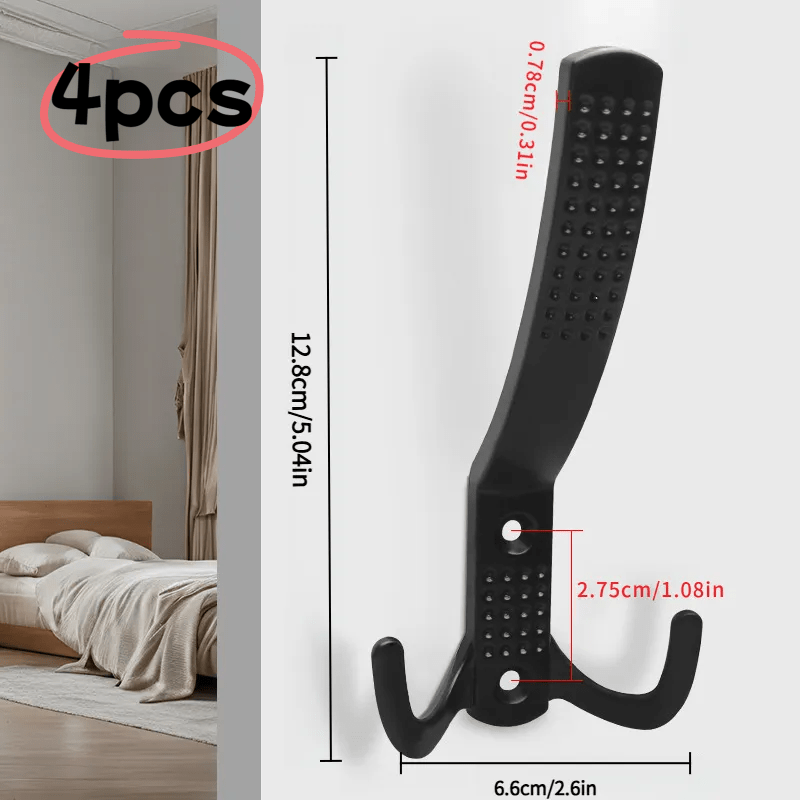 E-shop 4er-Set Schwarze Wandhaken aus Aluminiumlegierung, platzsparende Mehrzweckhaken, moderne Mantel, Hut- und Schlüsselhaken zum Aufhängen von