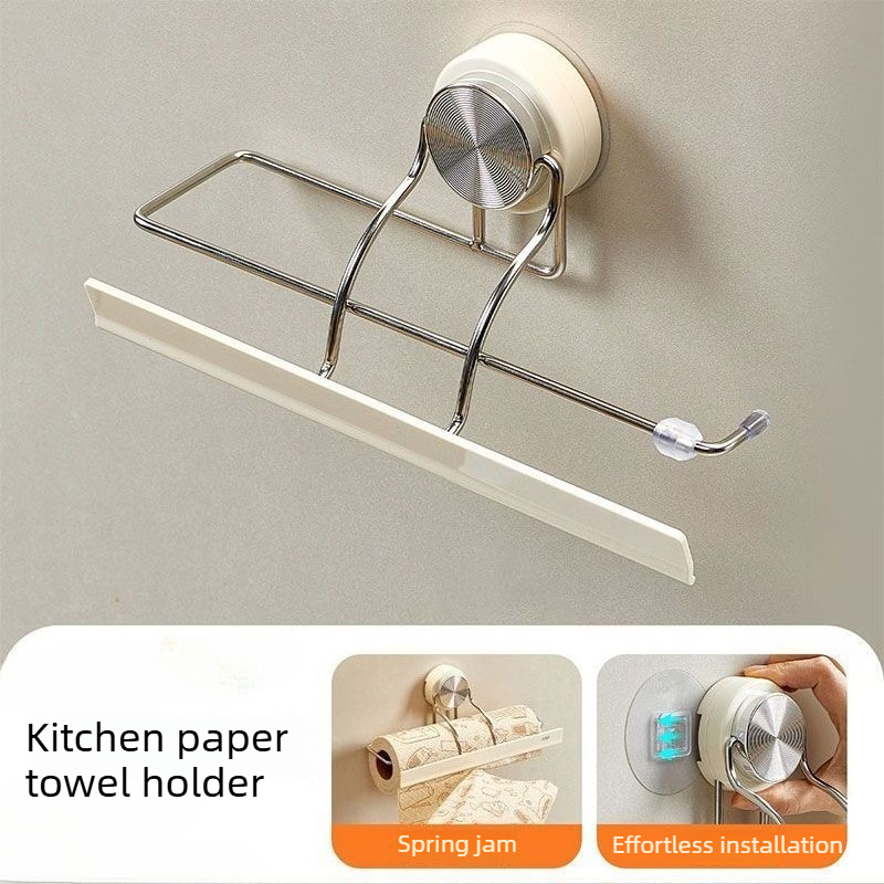 TEMU 1pc Adhesive Buckle Tissue Holder, No-drill Wall Mount Kitchen Paper Roll Holder, Used In Home Kitchens, Bathrooms, Utility Rooms & Small Shops,