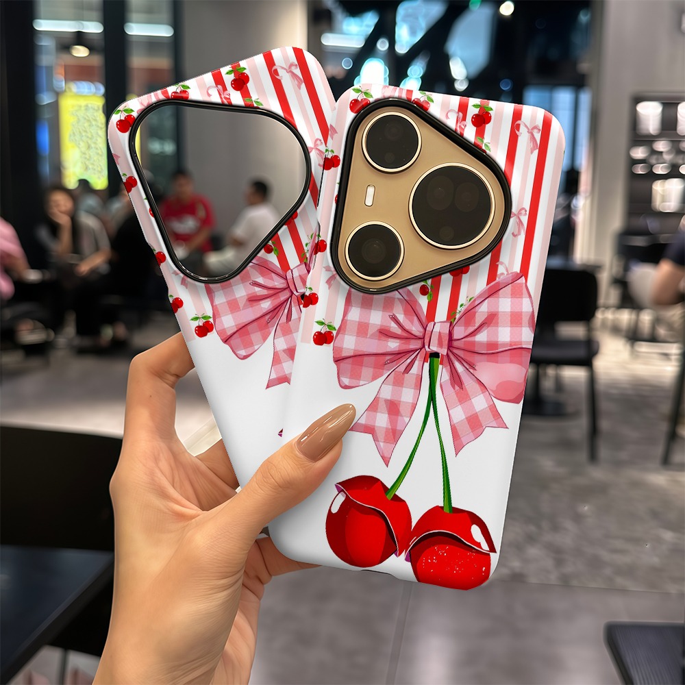 etui na telefon cherry bows   style, odpowiednie dla huawei   80 ultra 70 pro p  p50 p   , nova 14 13 12 11 10   ultra se     50   30 pro+ 50e  e 30e pro 5g, podwójna warstwa ochronna, idealny prezent dla przyjaciół i rodziny, elegancka obudowa,wzór z kokardą,obudowa