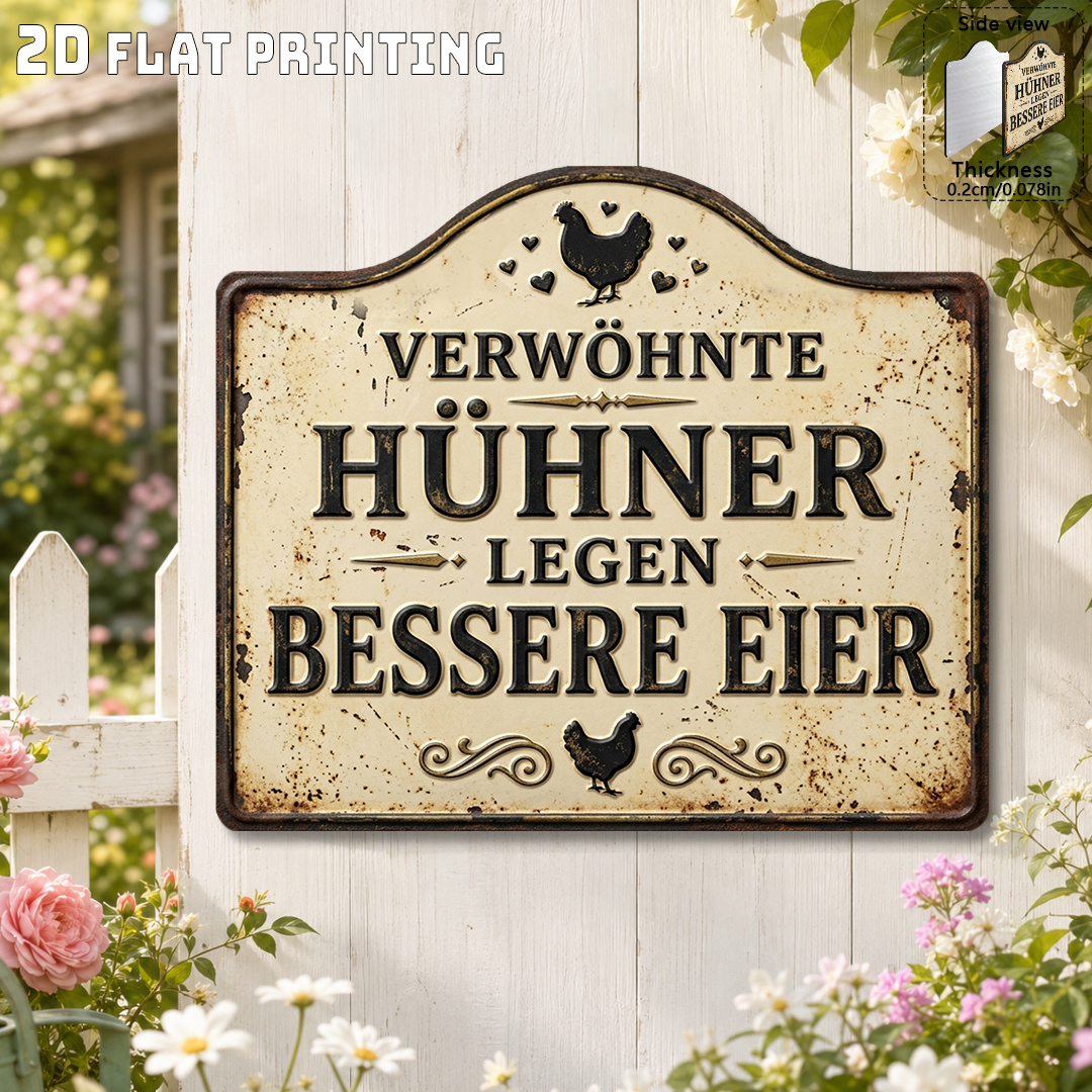 TEMU 1pc Vintage Distressed Wooden German Pet Chicken Fun Farm Sign, Distressed Rusty Texture, Pastoral Farmhouse Decor, Gift For Poultry Lovers,