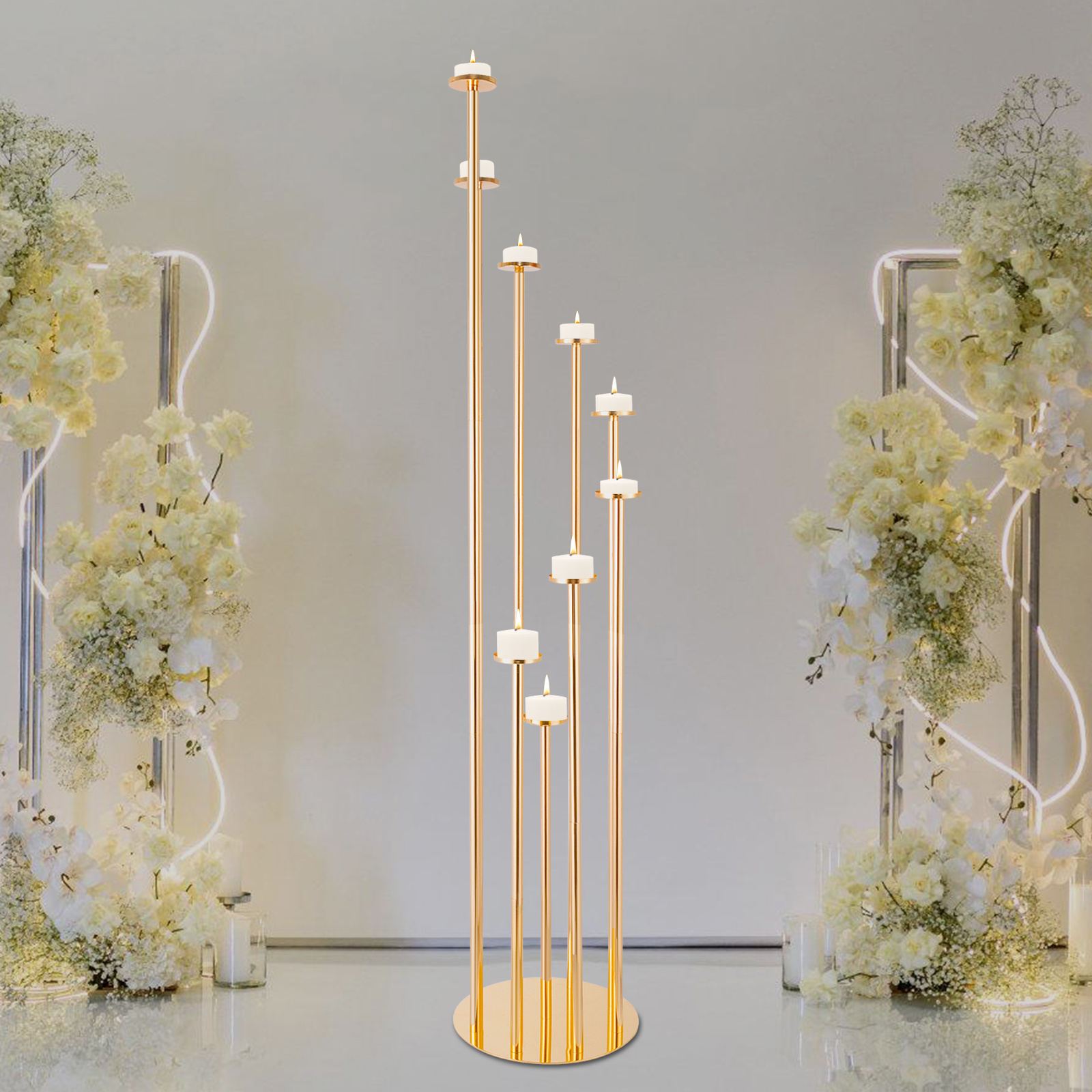 Image of 9 Candle Holder, Iron Candle Holder, Wedding Candle Holder Decoration For Christmas, Halloween, Thanksgiving, Holiday