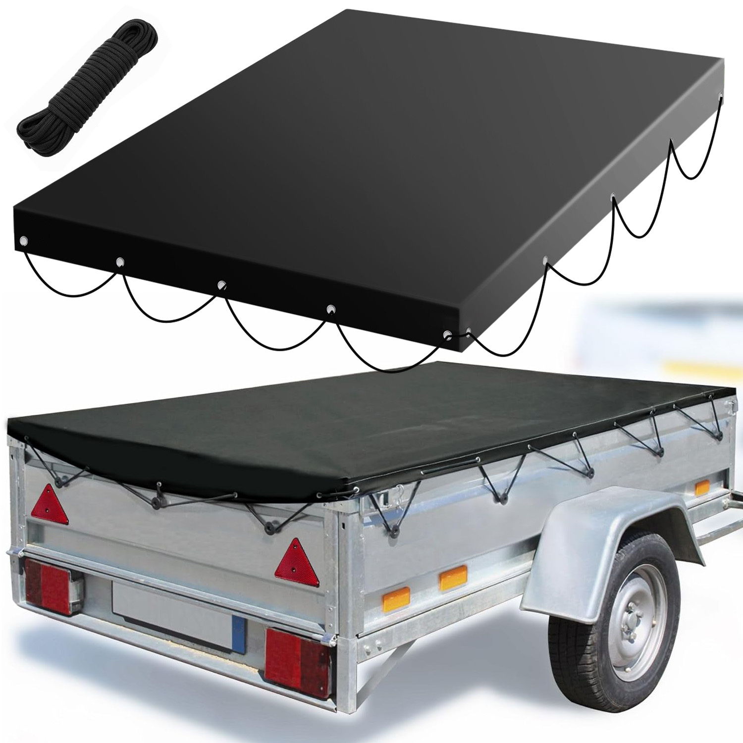 Image of 420d Trailer Cover For Lawn Tractor, Utility Wagon, Tow Steel Dump Cart | Folding Cargo Rv Trailer Covers, Polyester Fiber, Brand: Anikers