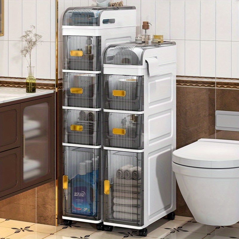 1   armário de armazenamento para   estreitos, armário impermeável para banheiro, prateleira de armazenamento para cozinha com tampa detalhes 0