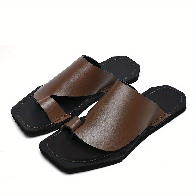 *'s Slip-On Sandals Brown/Black Adjustable Strap Closure, Non-Slip  Rubber Sole, Breathable Indoor/Outdoor Slippers for Beach, Office, Hom