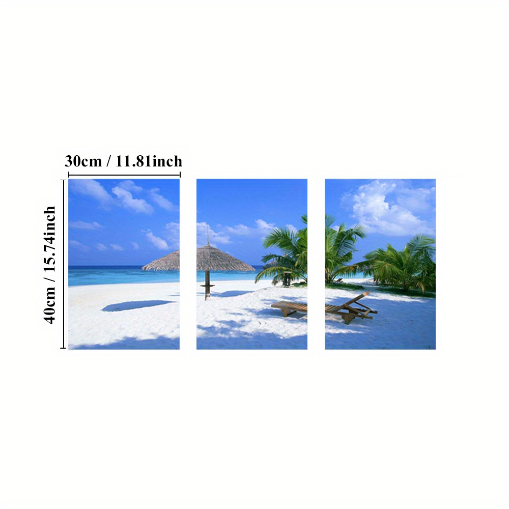 TEMU 3pcs Framed Wall Decor, Palm Tree Decorative Artwork, Beach Posters, Landscape Canvas Artwork Paintings, Paintings, Wall Art, Room Aesthetic,