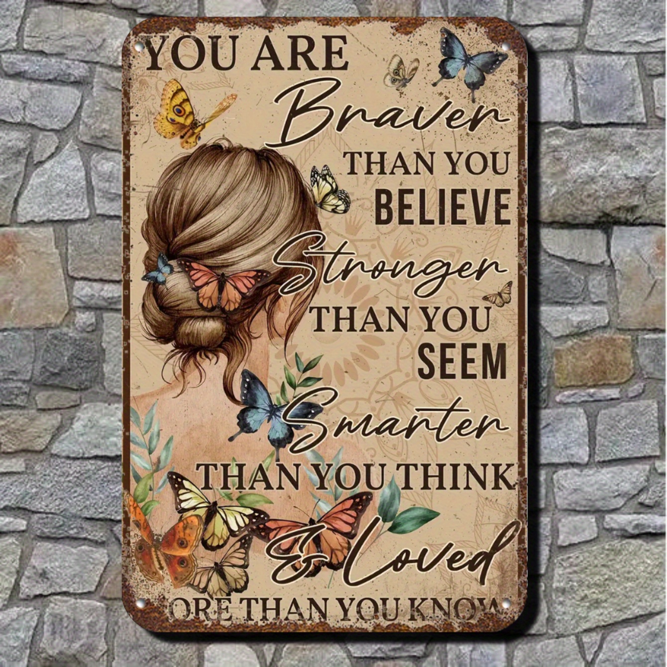 TEMU 2d Flat Retro Wooden Printed 1pc, You Are , Stronger, Smarter, And More Than You - Retro Inspirational Quote Art Decor, Suitable For Bar, Home,