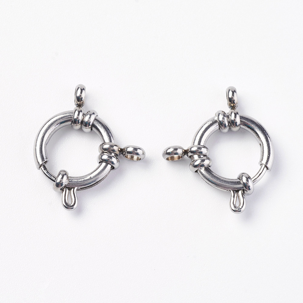 TEMU Lot de 10 fermoirs à anneau à ressort en acier inoxydable avec anneau de fermeture rond et surface lisse, accessoires pour fabrication de bijoux