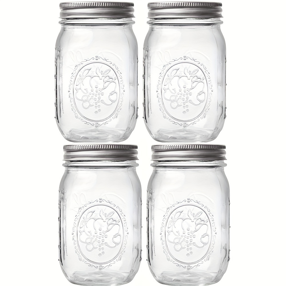 250 500 730ml 1000ml 2pcs glass mason jars with regular lids reusable round transparent portable mason jars for canning fermenting pickling meal prep overnight oats jam fruits snacks kitchen storage containers and accessories