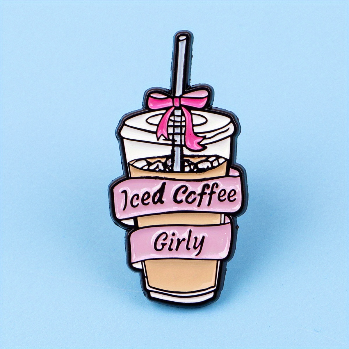 TEMU "iced Coffee Girly" Cartoon Enamel Pins For Backpacks, Briefcases, And Clothing Additions - Fashion Gifts, 1pc