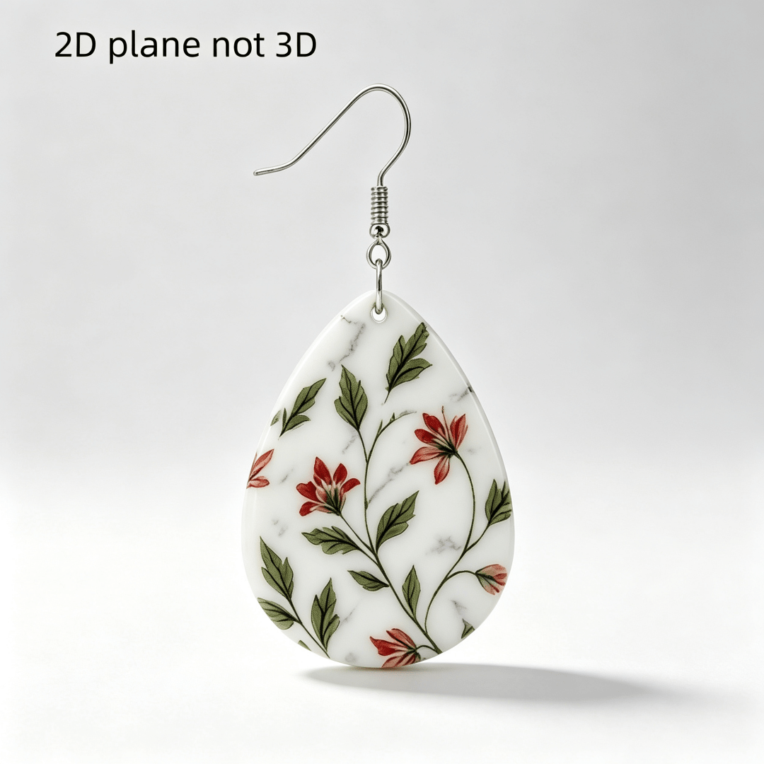 Vintage Floral Teardrop Dangle Earrings, Lightweight Acrylic