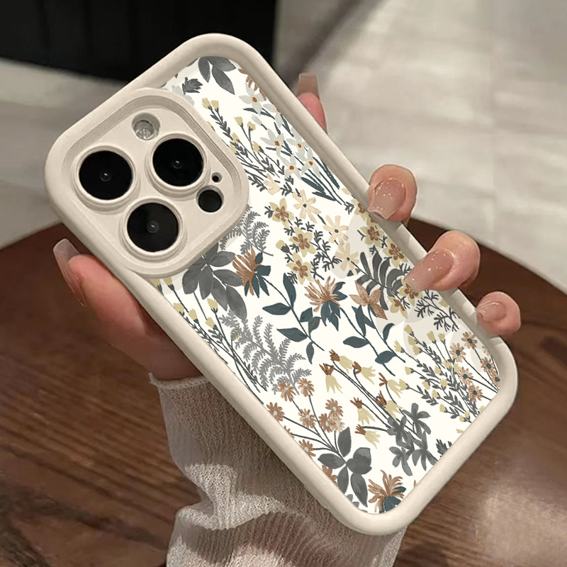 Vintage Floral Art Phone Cover - Soft Silicone, Shockproof, Full-Body Protection for iPhone 16 Pro Max, 15 Plus, 14, 13, 12, 11, XR