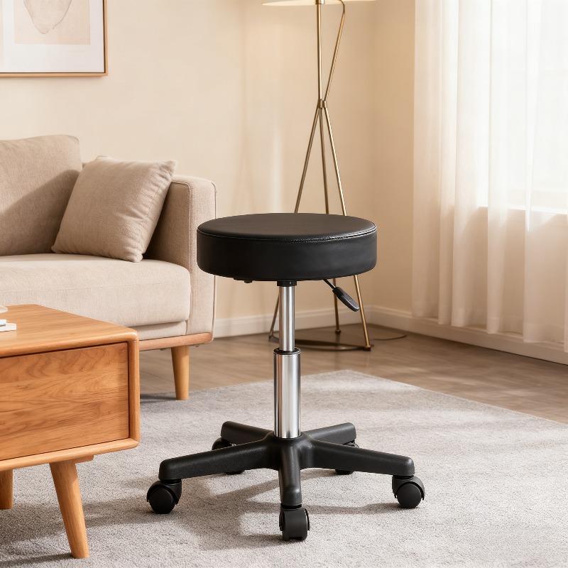 Image of Black Plastic Arched Leg Chair - 360° Rotation, Modern - Home Desk Stool And Home Bar/ Kitchen Island Chair