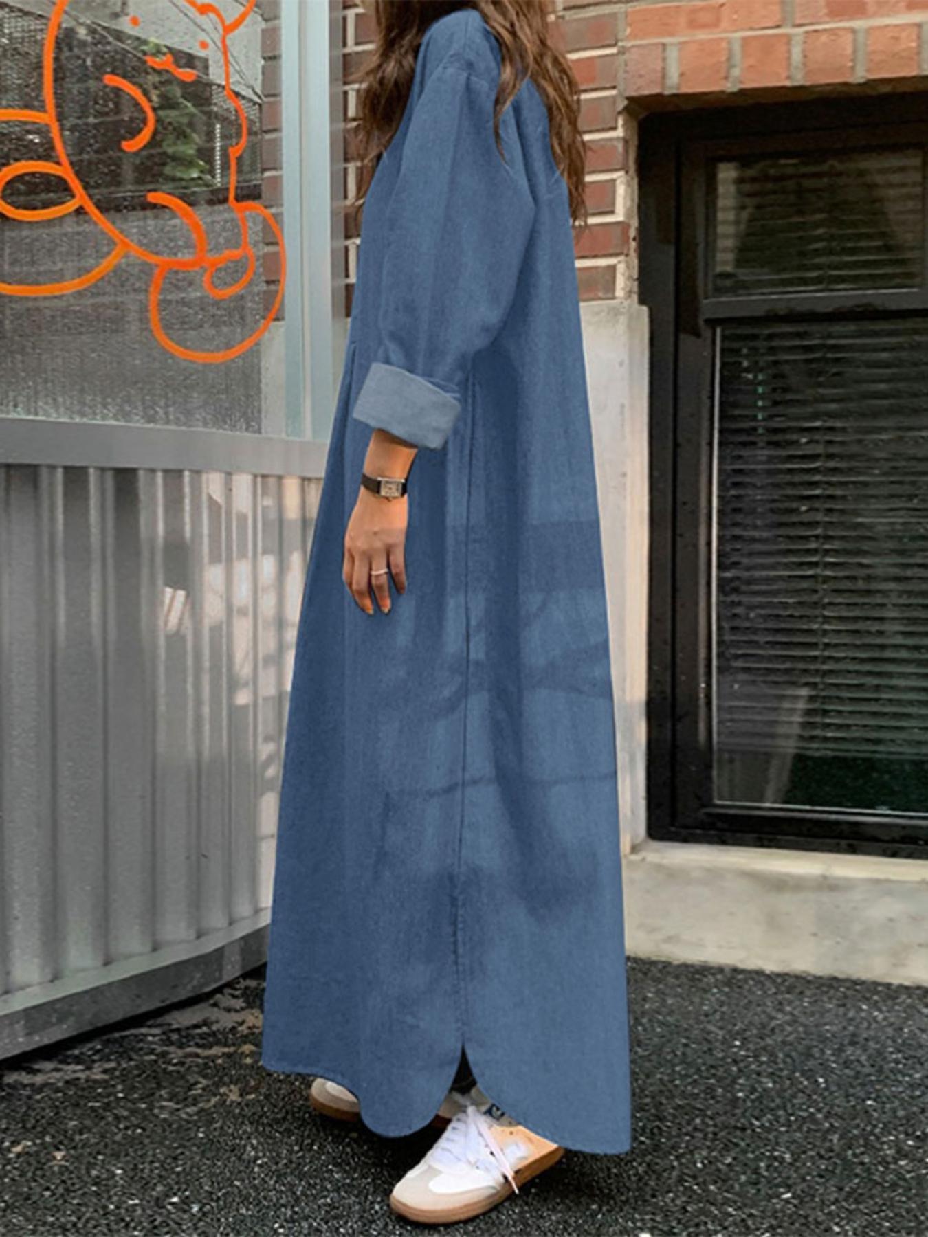 open lace back dress Korean Fashion Oversized Maxi Shirt Dress  Stylish Printed Long Dress   Morus Alba