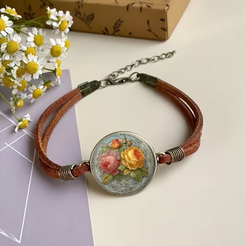 Vintage 2D Flat Pattern Fashion Bracelet, Gift Ready