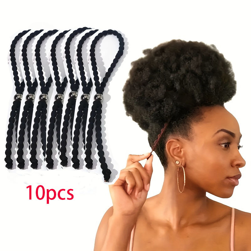 TEMU Jersey Hair Ties For Women - 10 Pack Adjustable Hair Ropes, Stretchy Ponytail Holders For Curly Hair, Comfortable Updo Hair Accessories For Age 14+
