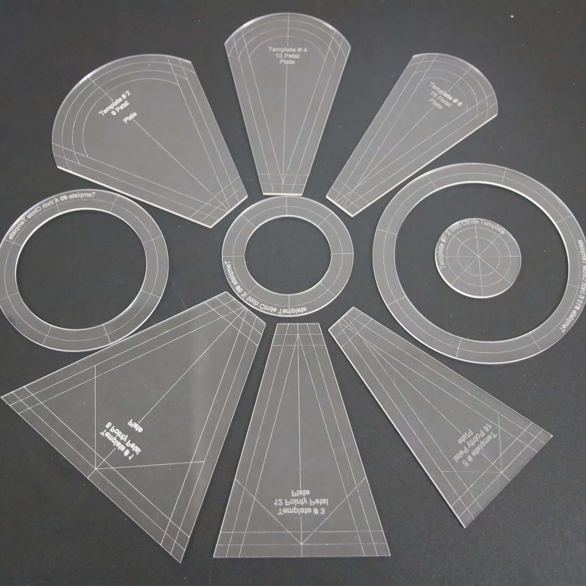 TEMU 10pcs Acrylic Ruler Set - Transparent, Special Shape Templates For And Sewing Machine Cutting