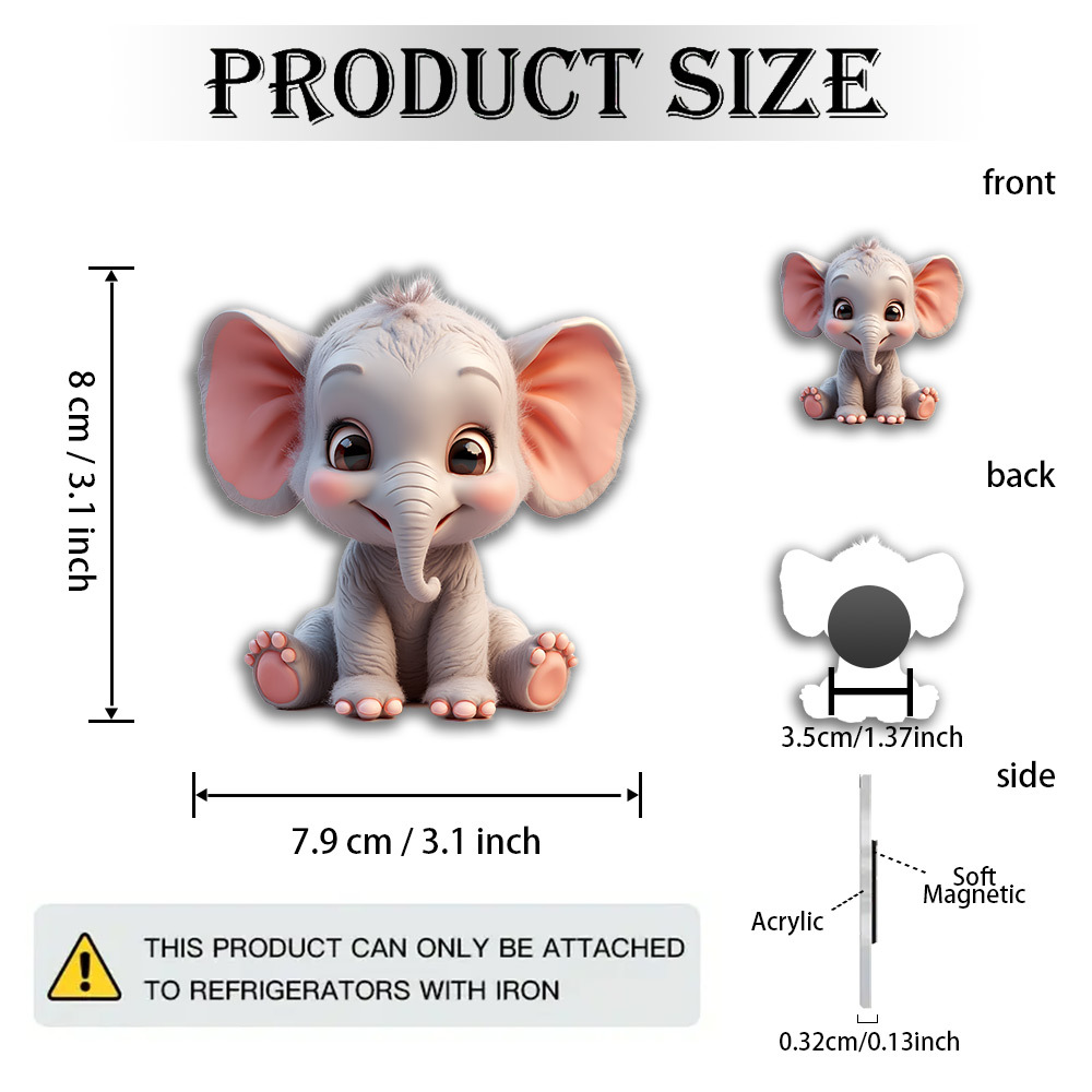 TEMU 1pc Cute Magnet Soft Acrylic Fridge Magnet, Fluffy Texture With Big Eyes, Cartoon Suitable For Refrigerators, Bulletin Boards, And Poetry