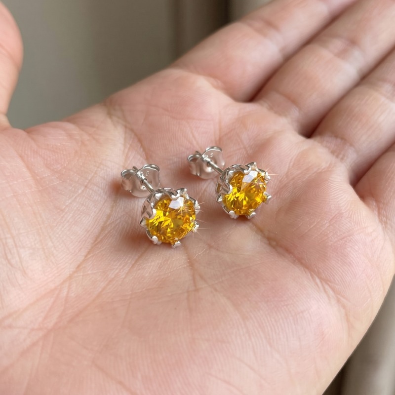 Yellow Moissanite 925 Silver Snowflake Earrings, Heartfelt Gift