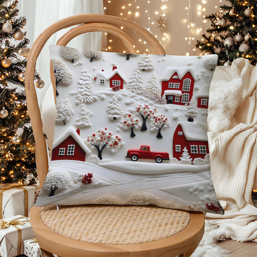 

1pc 3d Christmas Short Plush Throw Pillow Covers - Hidden Zipper Design, Super Soft Cushions, Pillowcases For Sofa Beds, Car Living Rooms, Ideal Christmas Home Decor Room Decor ( Pillow Not Included)