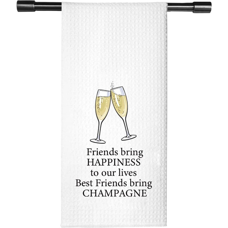 TEMU 1pc Funny Champagne Friend Gift Towel - 18×26 Inch Bring Champagne Suitable For Kitchen & Bathroom Decoration, Dish Cloths,, Tea Towels, Machine
