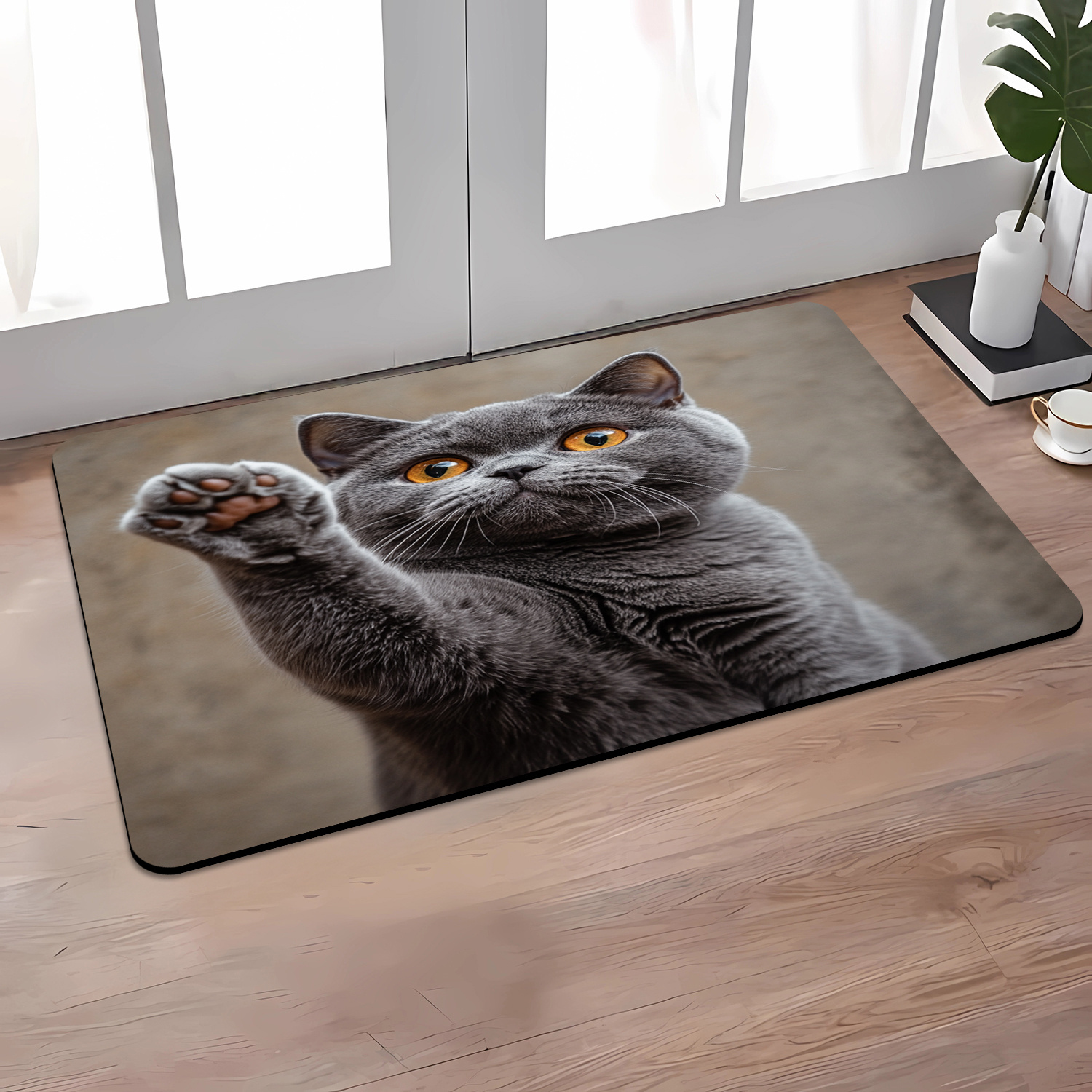 

British Shorthair Cat Christmas Bath Mat - Microfiber, Machine Washable, Indoor/outdoor Use, Ideal For , Laundry & Bathroom Entrances, Living Room Decor,