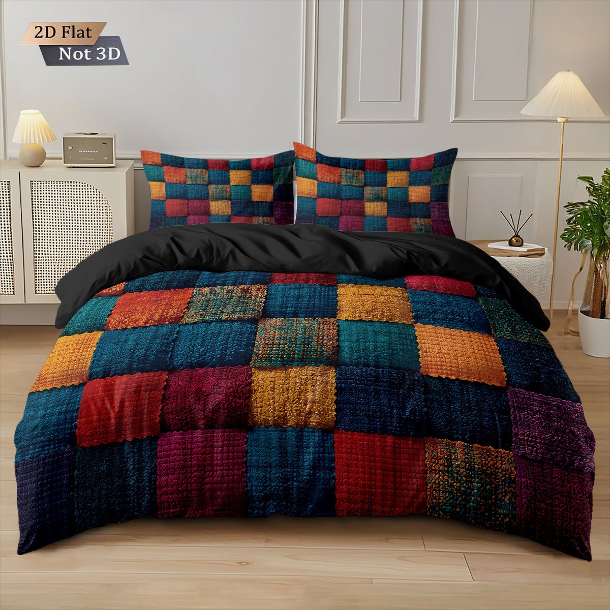 TEMU 3pcs Set, Colorful Pattern Printed Bedding Duvet Cover Set, 1*duvet Cover + 2*pillowcases, Filling Not Included, Artistic Visual Effect Bedding