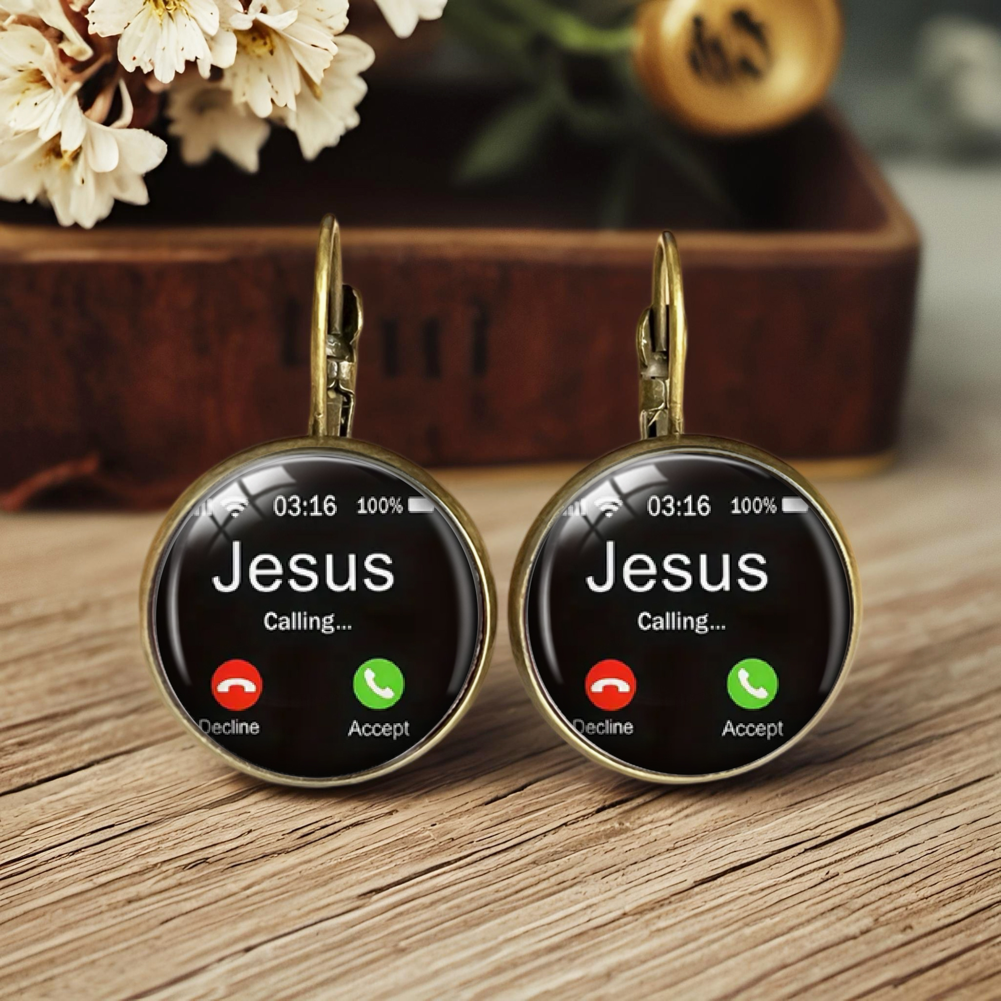 TEMU A Pair Of Vintage ' Calls...' Designed Earrings, Religious Jewelry, Perfect For Christmas And Holiday Gifts, Without Battery