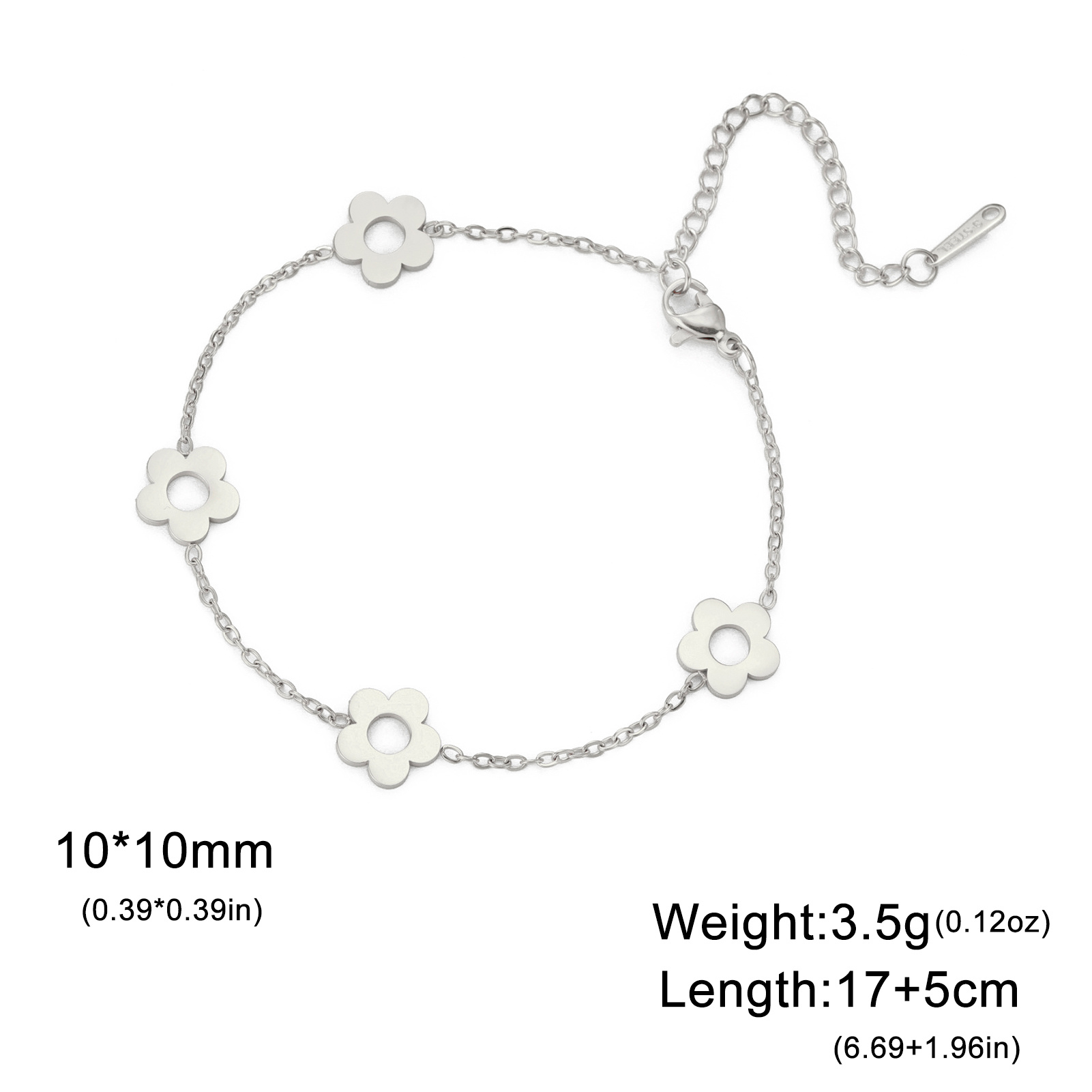 Image of Clover Bracelet For Women Girls Stainless Steel Flower Dainty Link Hand Bracelets Jewelry Gift
