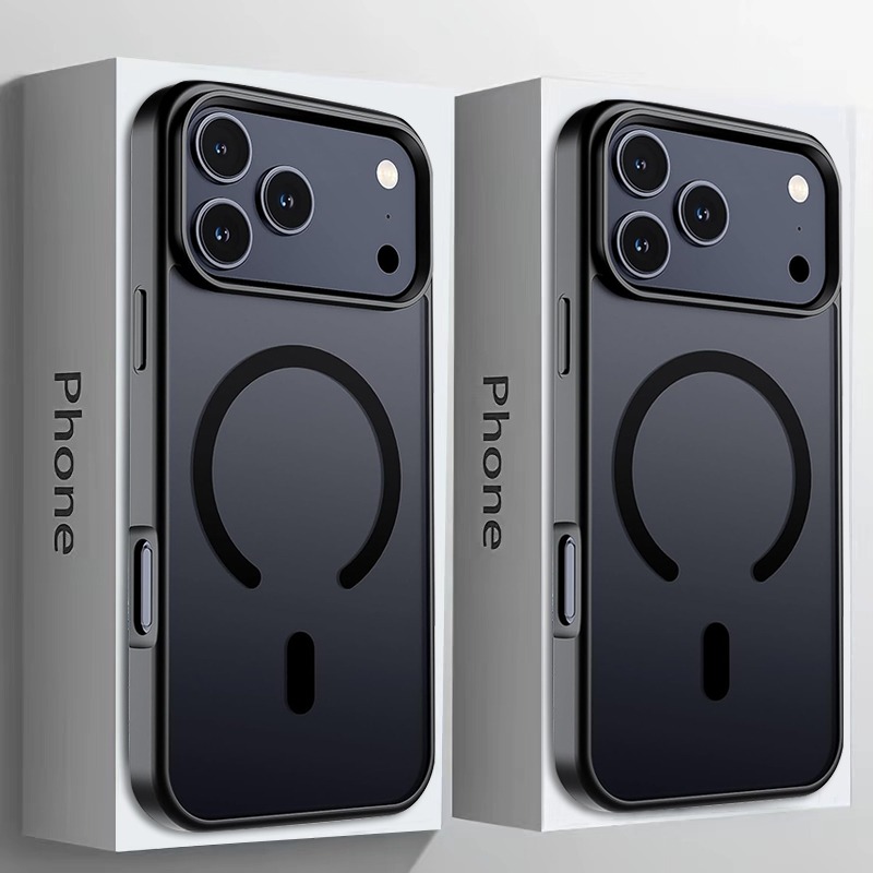 Phone Case - 2026 High-end Matte Black Mobile Phone Case Suitable For Iphone Pro Pro 15 14 13 12 Pro Supports Magnetic Suction Wireless Charging Matte Translucent And Anti-fall Mobile Phone Case