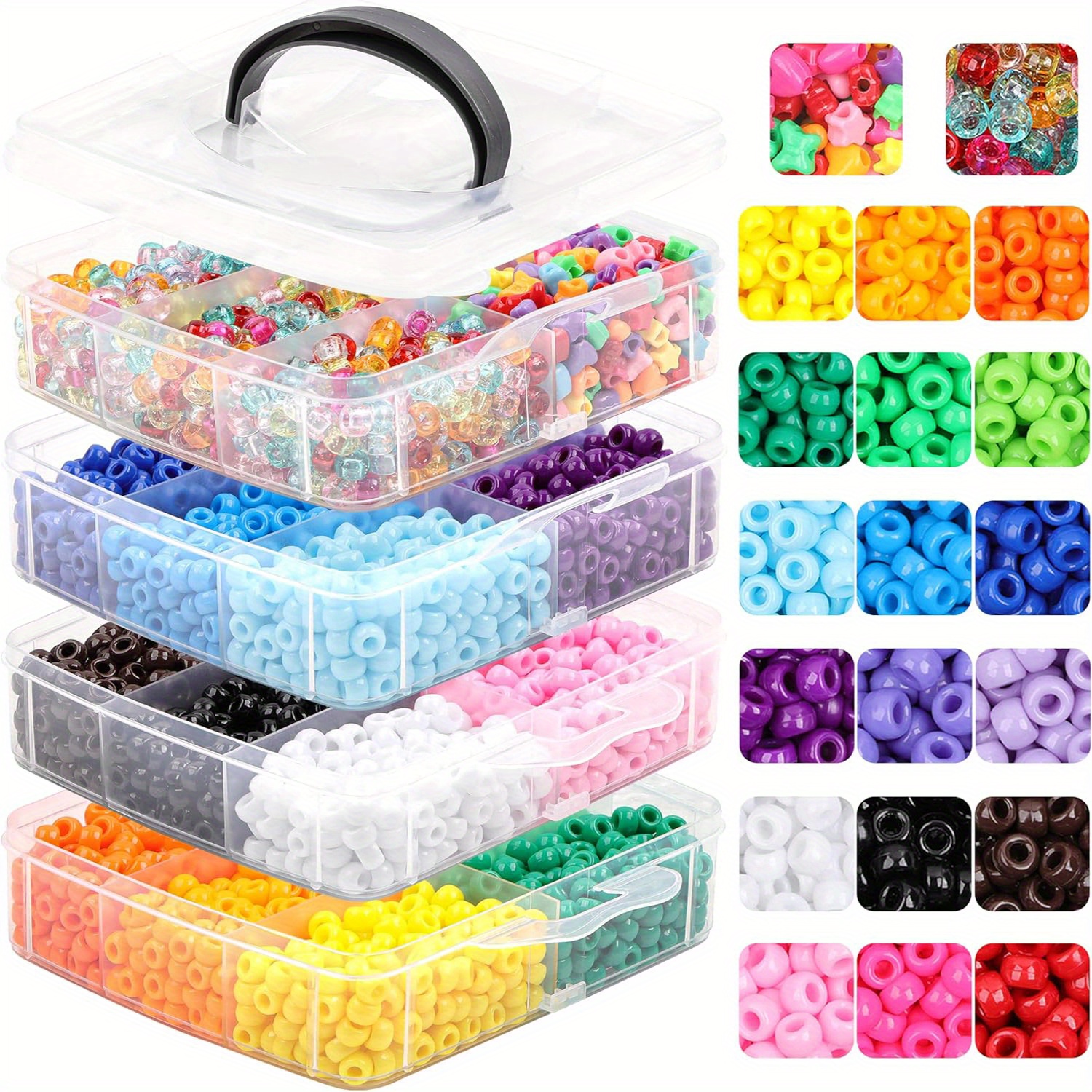 TEMU Collection de perles d' de 4800 pièces : Perles de lustrées de 6X9 mm en 36 de couleur artisanale, kit de fabrication de bijoux de qualité