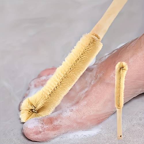 2pcs long handle non with hook toe cleaning brushes squat free toe brushes bathroom and care tools light beige suitable for home and salon use essential for self care