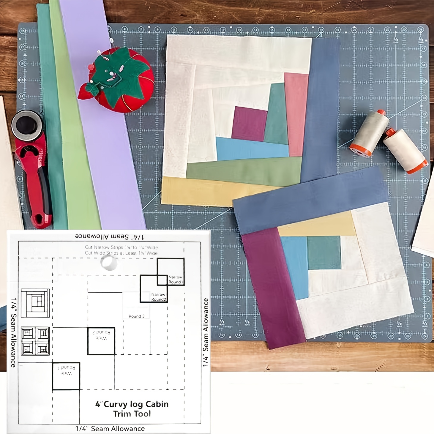 TEMU 1 Règle de Patchwork en Acrylique | 4,5 Pouces Carrée, Utilisée pour la Découpe et Précis de Tissus à Motif de Maison en Bois, Idéale pour les