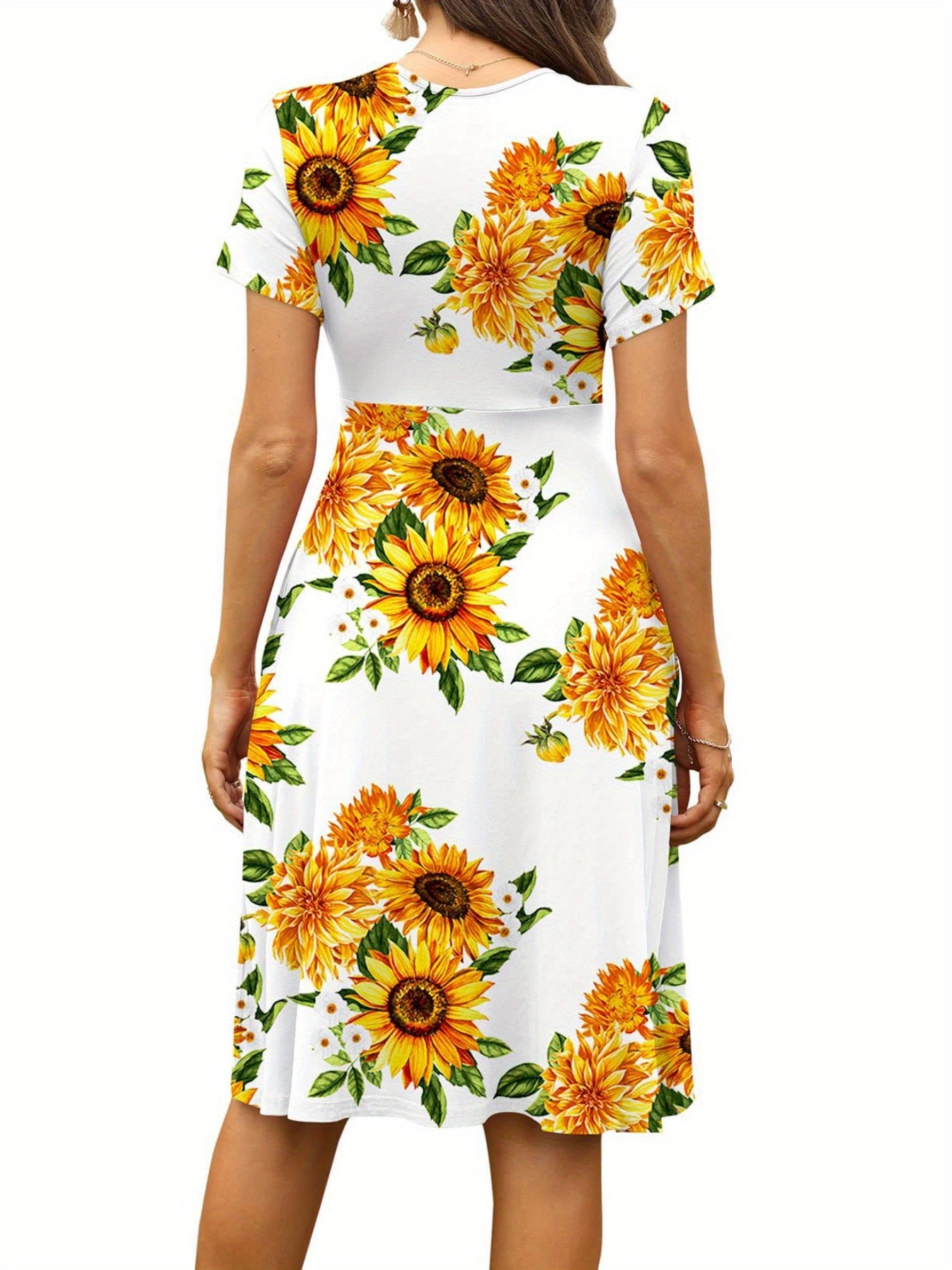 women's summer v neck sunflower dress - Temu