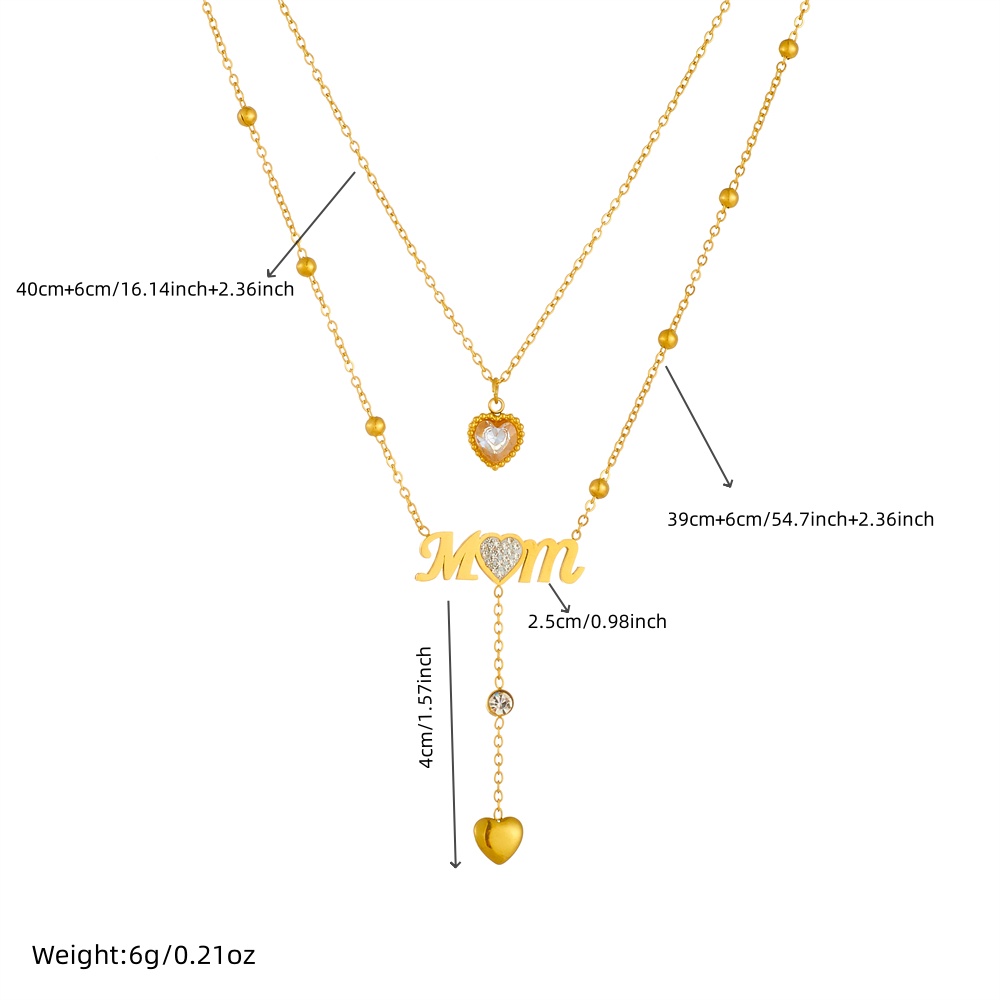 Women's Stainless Steel Mom Heart-Shaped Pendant Necklace