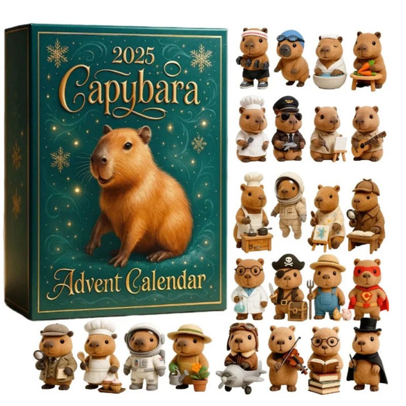 TEMU Hot! Capybara Advent Calendars 2025 | 24 Days Christmas Ornament Countdown Calendar Hot!!! - Cute Capybara Design With Snowflakes & Golden