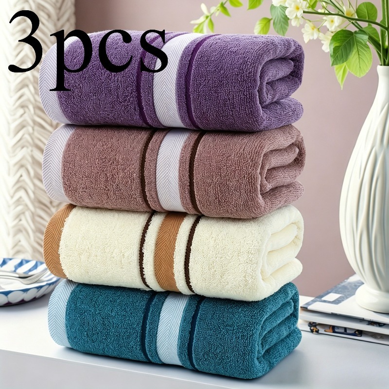 Pack de Toallas de Algodón a Rayas Multicolor, Diseño de Color  ,   Rápido y Absorbentes, Ideales para el Hogar, Hoteles y Spas (Colores Aleatorios)