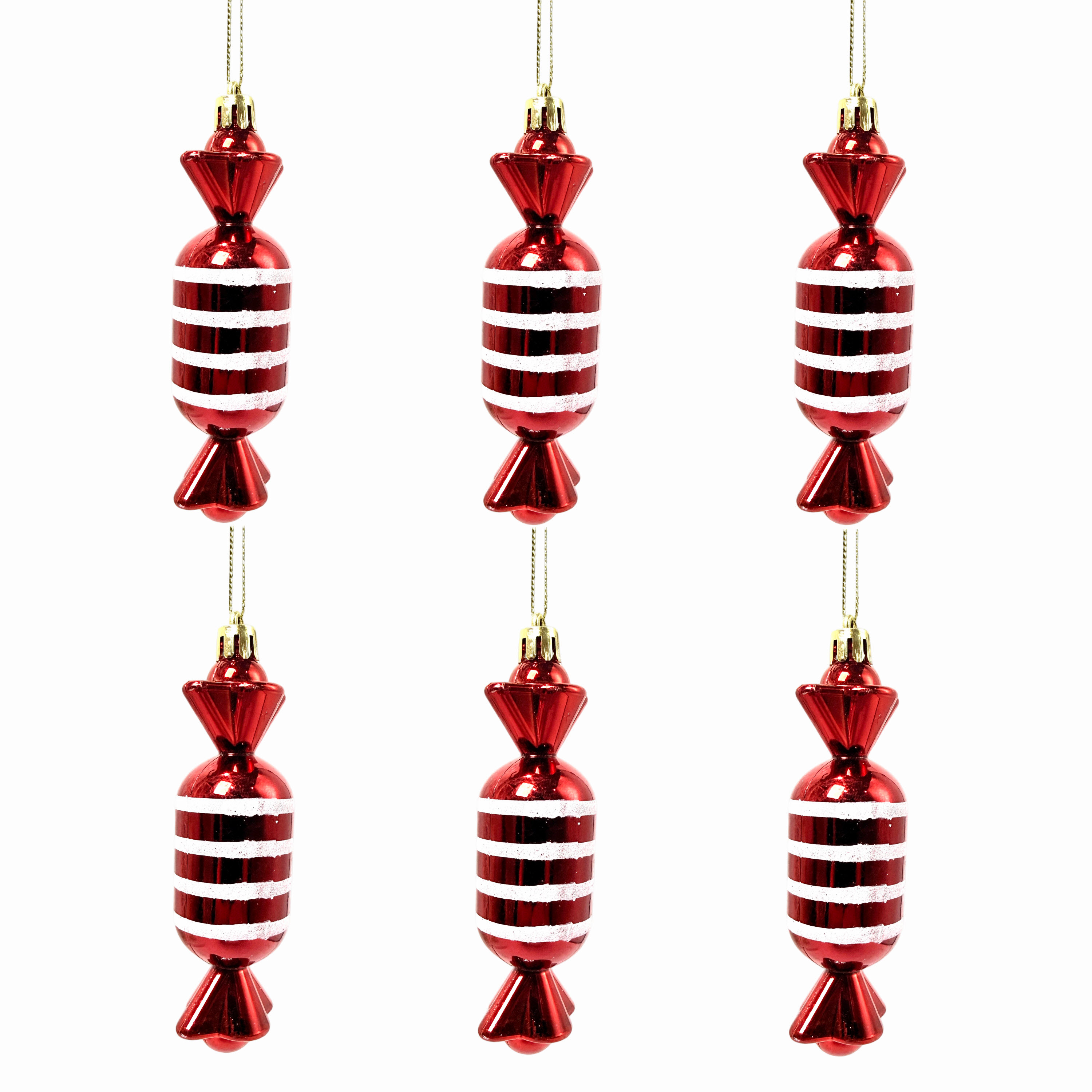 TEMU 6pcs Christmas Candy Cane Lollipop Ornaments For Christmas Tree, Xmas Plastic Peppermint Christmas Tree Hanging Pendants For Xmas Party Indoor