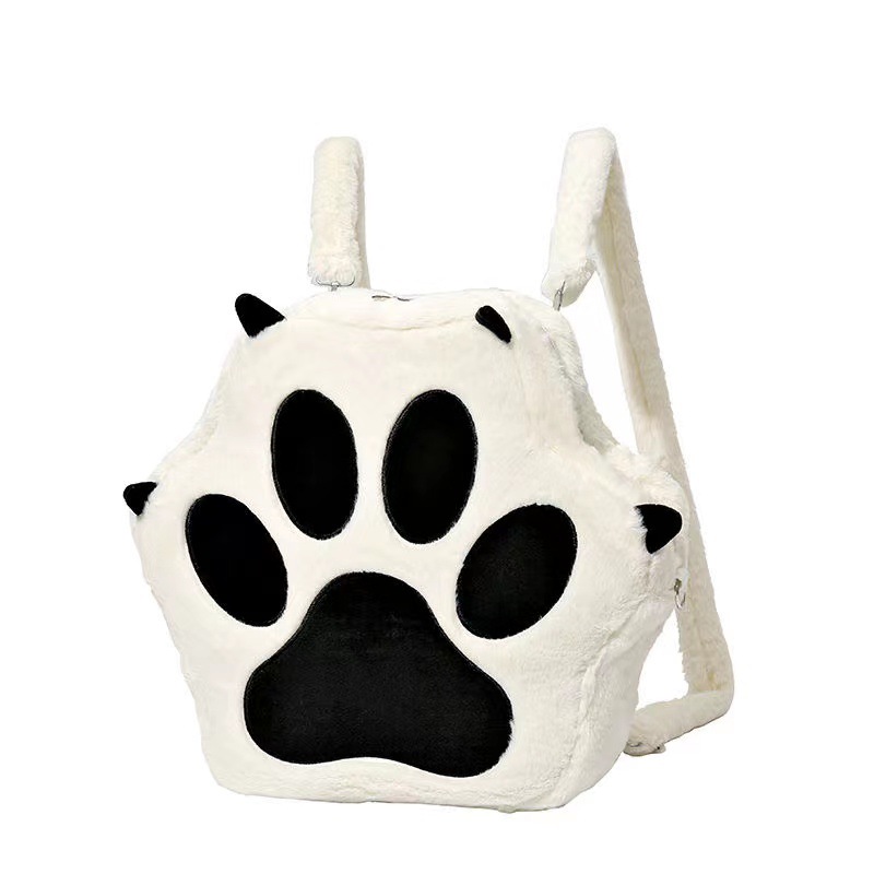 Popular Dog Paw Backpack Plush Crossbody Cute Sweet Single Shoulder Cartoon Cute Bag